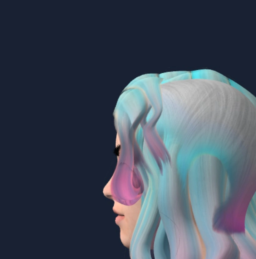 Actual side profile compatibility render of Evelyn's licensed 3D head candidate